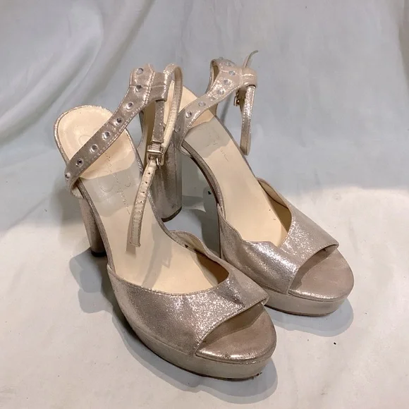 Jessica Simpson – Sandales à Plateforme Talon Aiguille Scintillantes, Pointure 39 (9M)